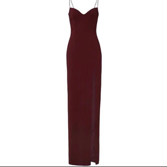 NEW Jay Godfrey Harrah Side Slit Maxi Dress Gown In Wine Maroon Size 8 - Picture 2 of 9